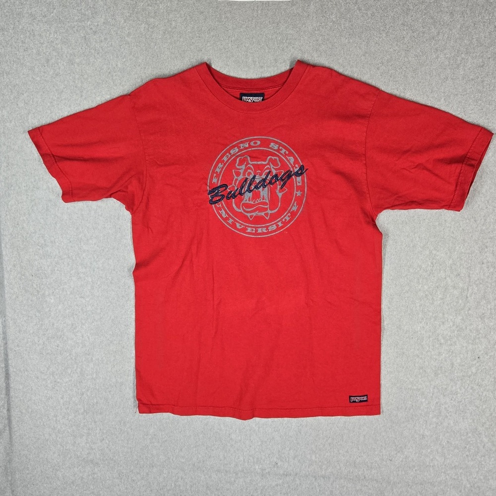 VINTAGE Fresno State Bulldogs Men Shirt XL Red Embroidered Jansport 90s USA Made